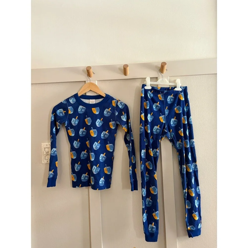 Hanna Andersson 2Pc Pajamas Long Sleeve Hanukkah Dreidel PJ Set Sz 140 Cm US 10